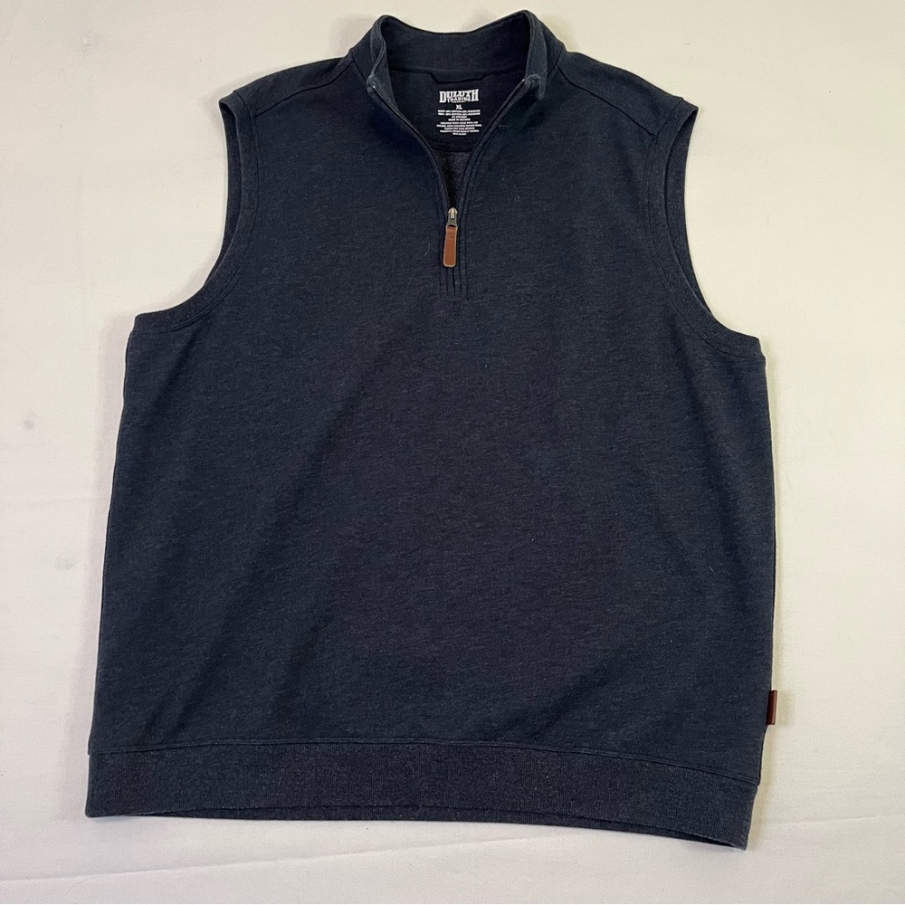 Duluth Men's 1/4 Zip Vest Navy Blue XL Cotton Polyester Dress Casual Heavy